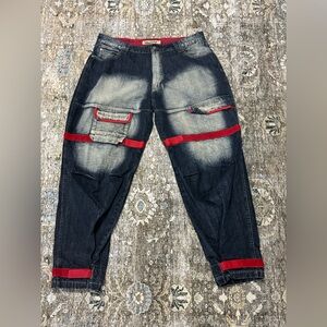 Regal Jeans Gold Cargo Baggy Jeans Mens 43x34 Shuttle Tape Skate Hip Hop Y2K 90s